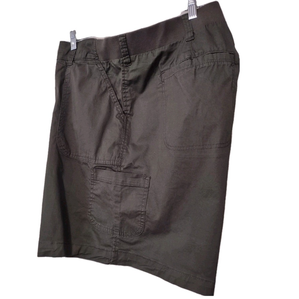 Lee Shorts Womens Size 24W Medium Pockets Green Comfort Elastic Waist Belt Loops